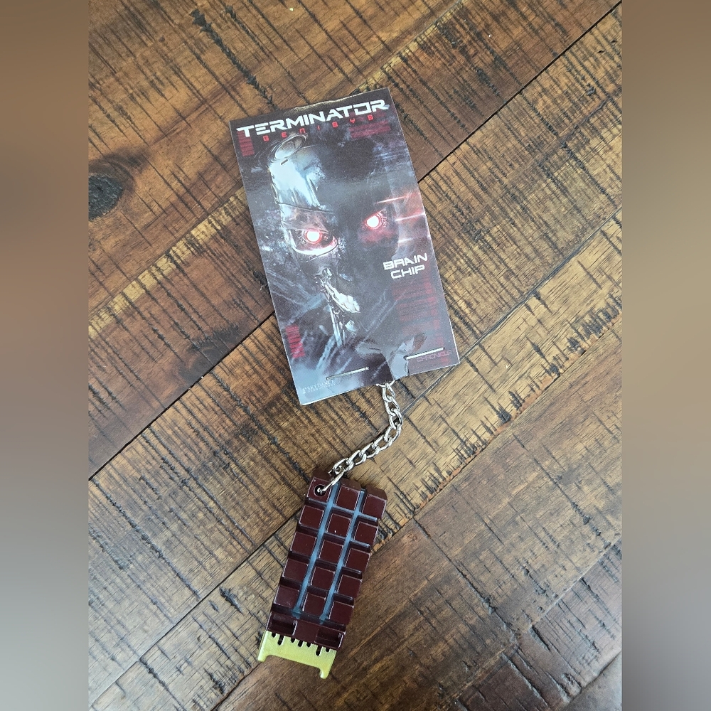 Loot Crate Terminator Brain Chip Keychain - Red and Silver